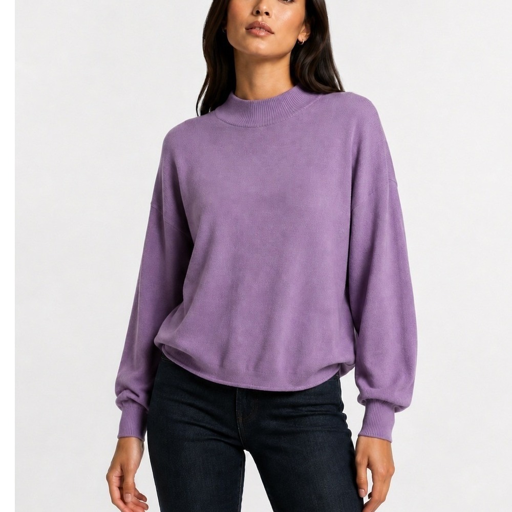 Madewell Mock Neck Sweater Lavender Purple Merino Alpaca Blend Size M